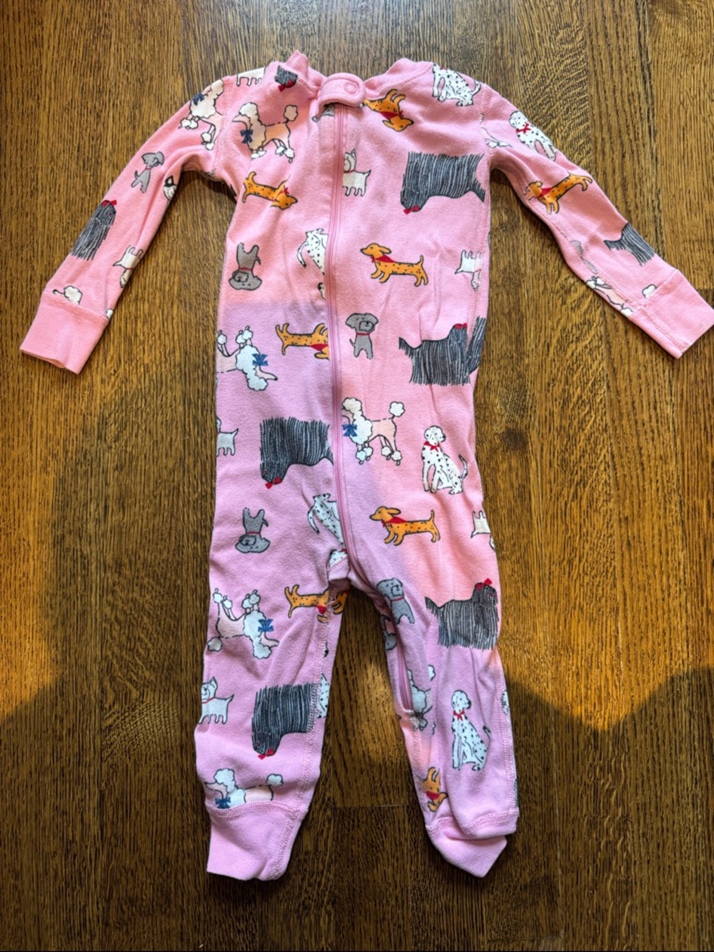 Hanna Andersson Pink Dog Print Footed One-Piece